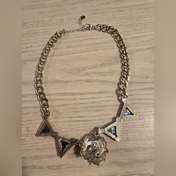 Katy Perry Roar Charm Necklace Lion Head Triangles Chunky Gold Chain - Picture 5 of 9